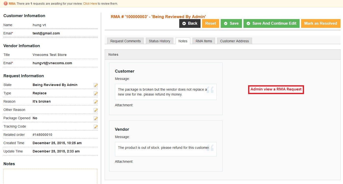 RMA for Marketplace Website - Magento Marketplace Extension