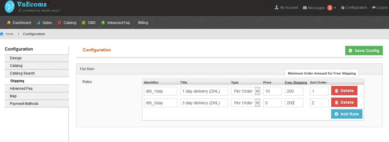 Configuration - Vendor Multiple Flatrate Shipping