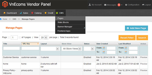 Manage Static Pages