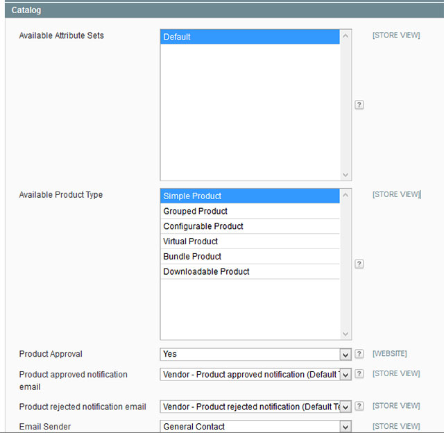 Vendor Product Configuration