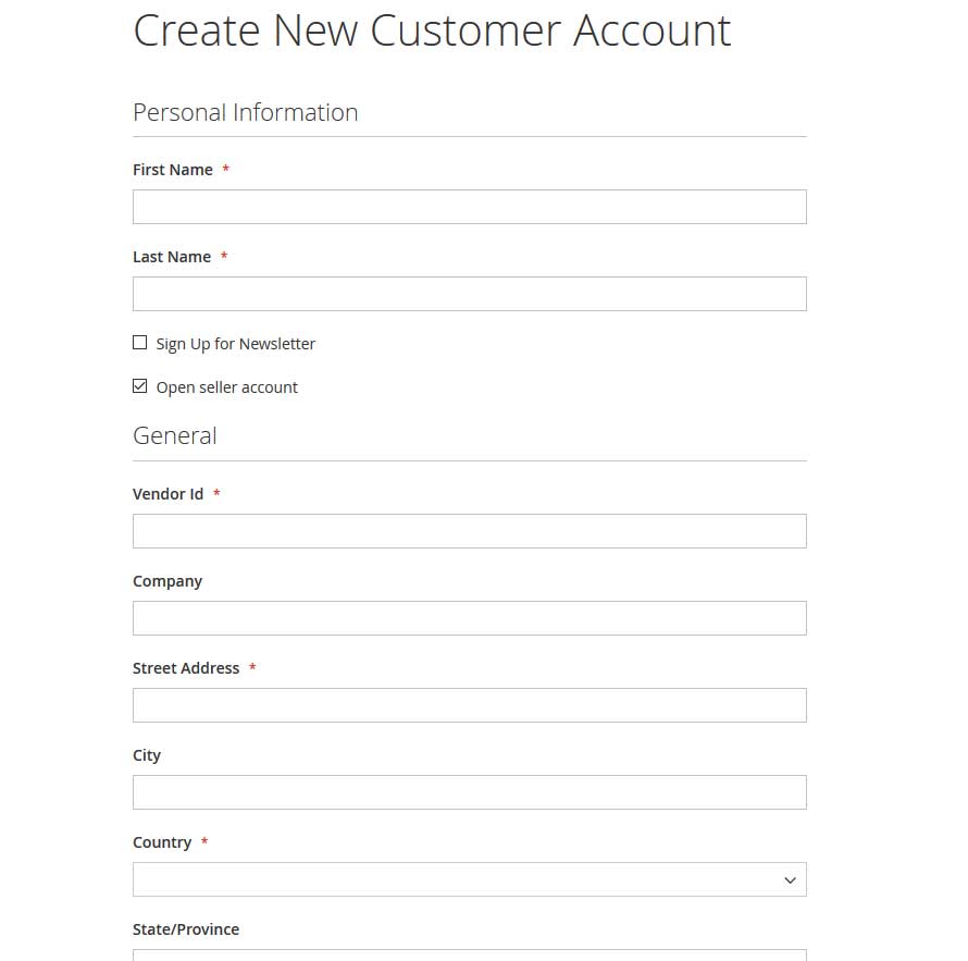 Seller Register New Account