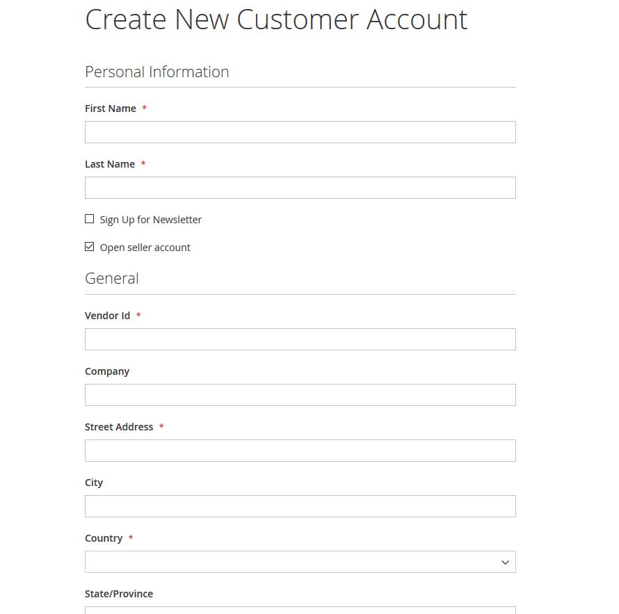 Seller Register New Account