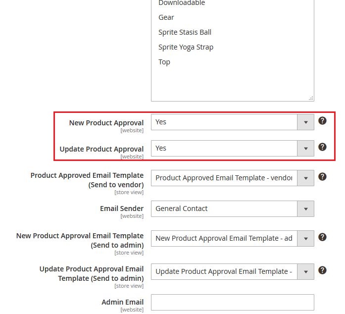 Vendor Product Configuration