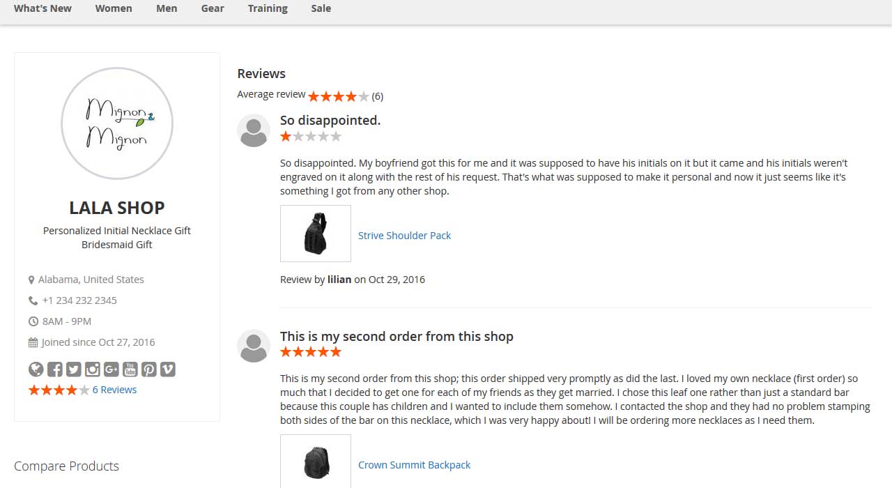 Vendor review/rating