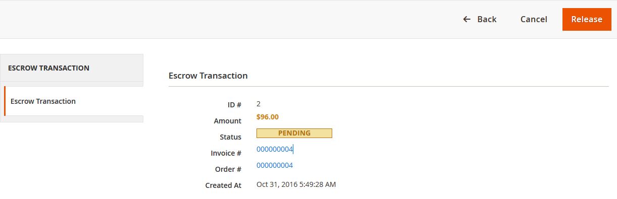 View Escrow Transactions