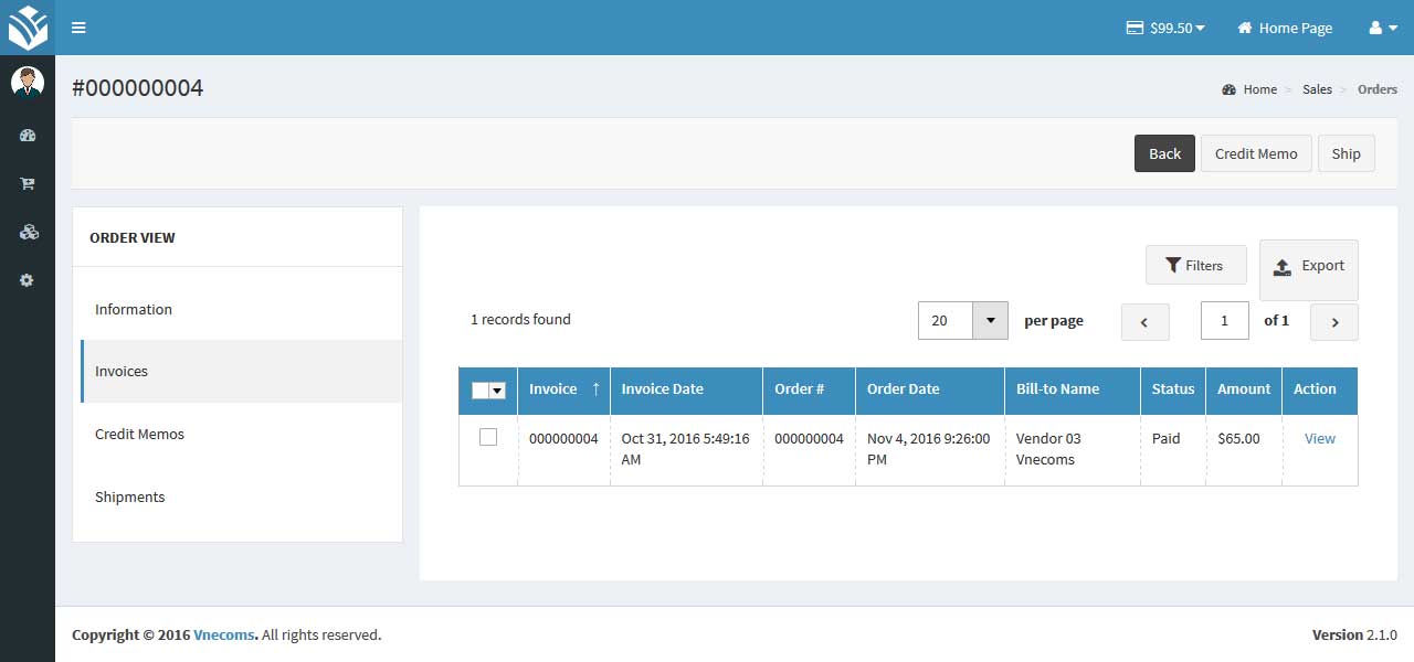 View Order Invoices