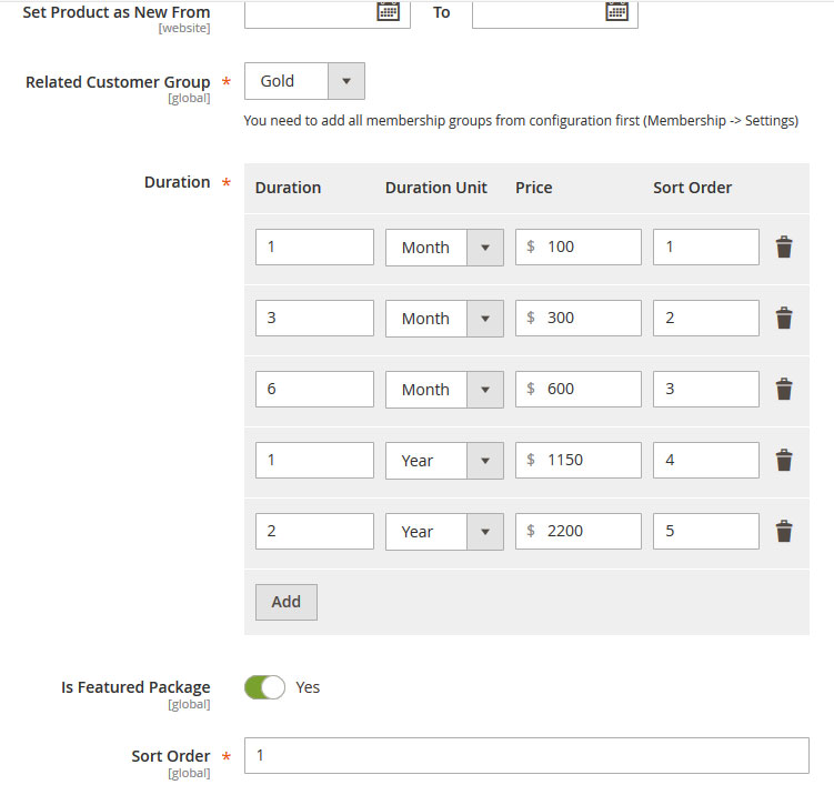 Membership Product Type