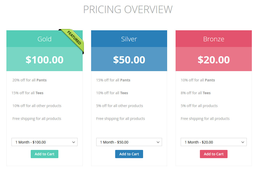 Membership Pricing Page