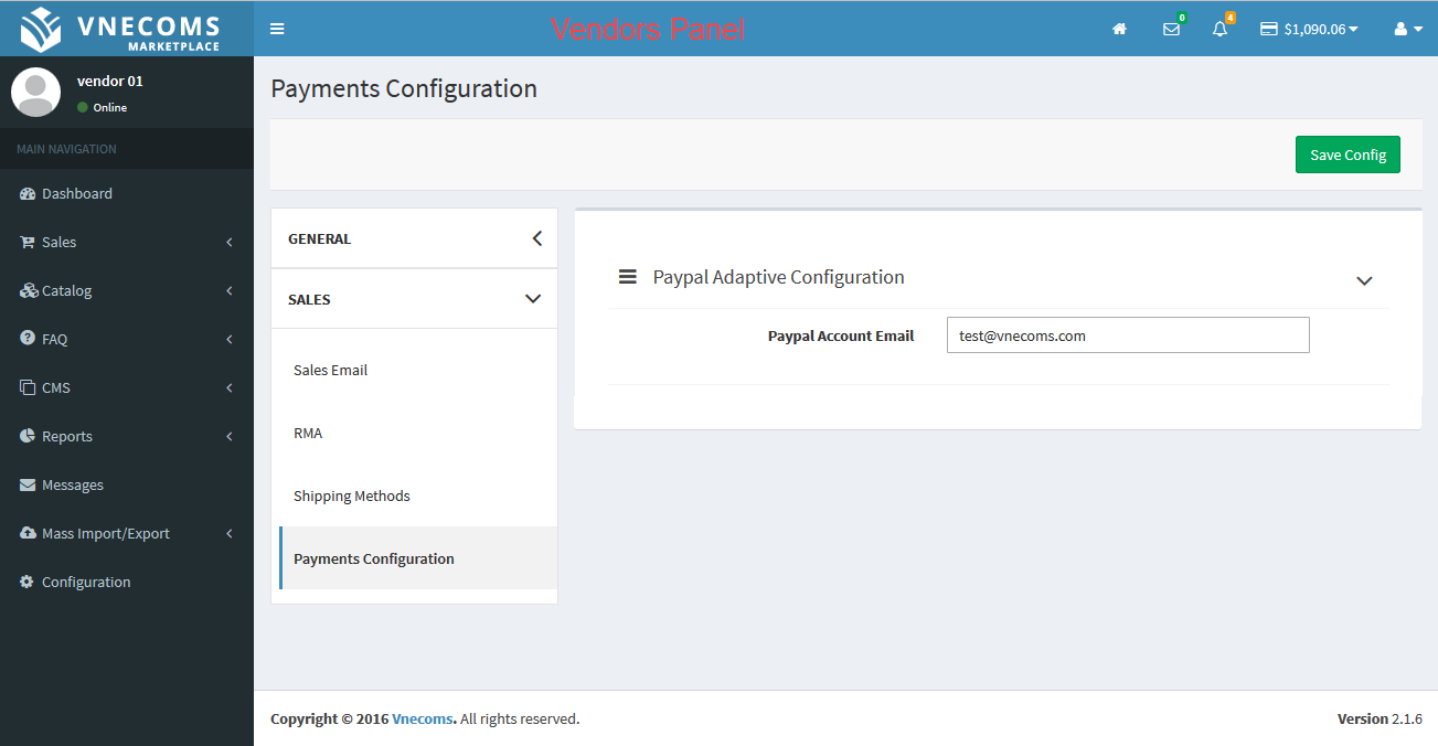 Vendor Configuration